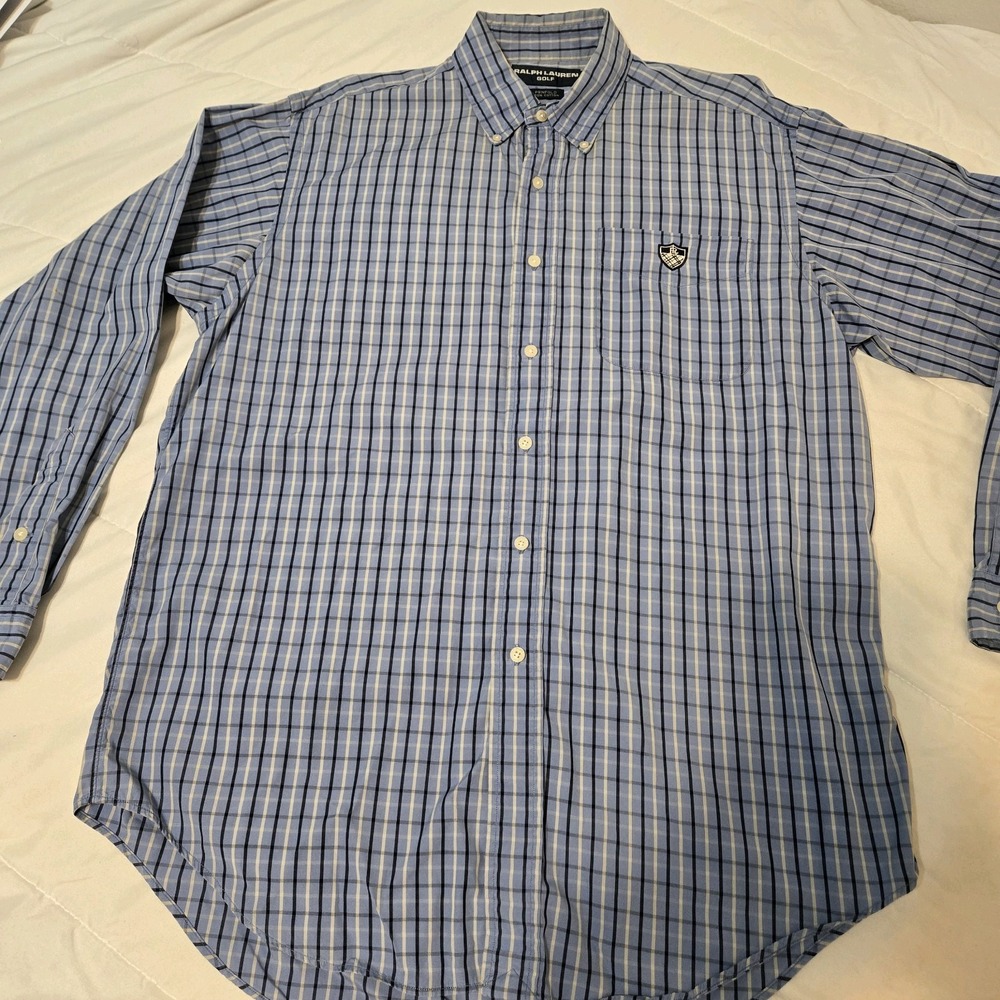 Ralph Lauren Golf Penhold Men's Checkered Long Sleeve Button-Down Shirt Sz Med